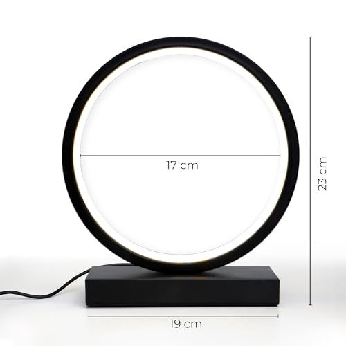 Lumia LED Round Table Lamp| Black | USB Powered Circular Design LEDs Table Lamp | 3 Lighting Modes | White,Warm,Neutral | Adjustable Brightness Control for Any Mood | Perfect for Gifting & Home décor - Image 2