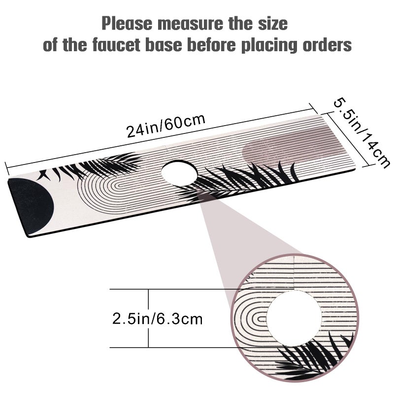 aquoechd Sink Faucet Absorbing Mat, 2 Pack Drying Mat Around Faucet Sink Splash Guard Behind Faucet Sinkmat For Kitchen Bathroom Island Rv 24 * 5.5 Inch (60 * 14 cm) - Image 2
