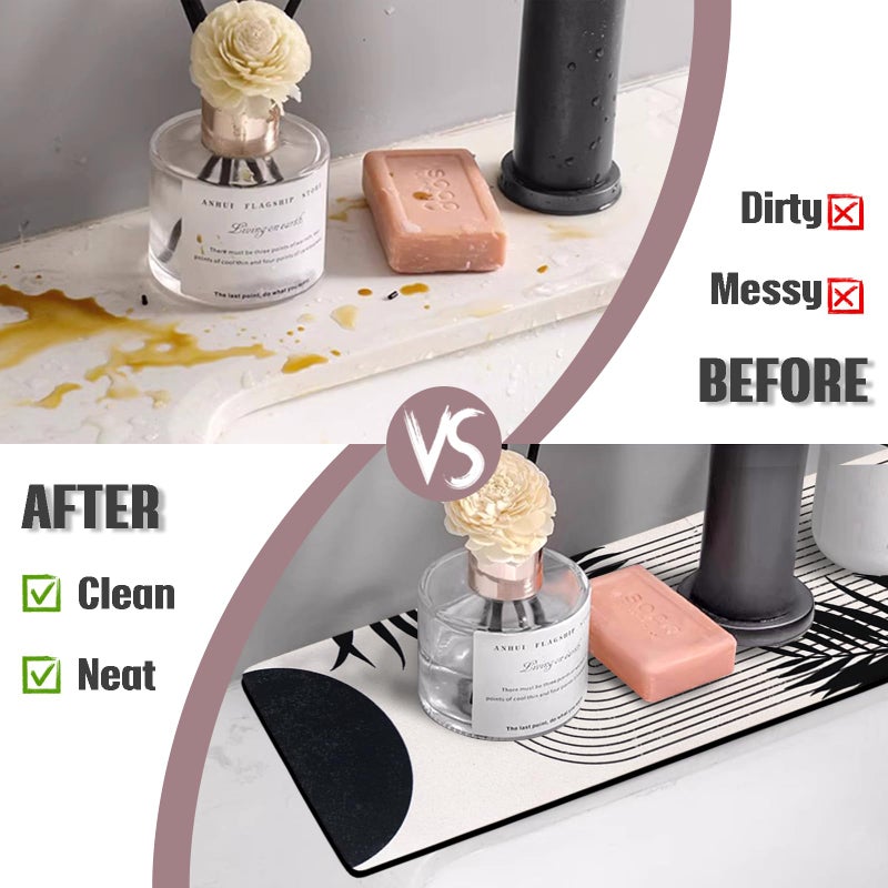 aquoechd Sink Faucet Absorbing Mat, 2 Pack Drying Mat Around Faucet Sink Splash Guard Behind Faucet Sinkmat For Kitchen Bathroom Island Rv 24 * 5.5 Inch (60 * 14 cm) - Image 3