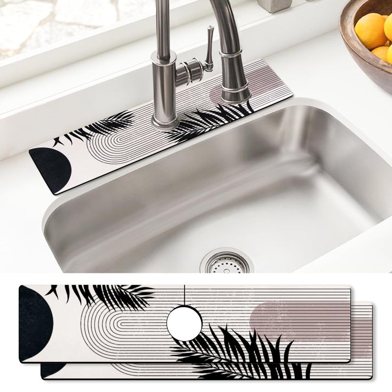 aquoechd Sink Faucet Absorbing Mat, 2 Pack Drying Mat Around Faucet Sink Splash Guard Behind Faucet Sinkmat For Kitchen Bathroom Island Rv 24 * 5.5 Inch (60 * 14 cm) - Image 1