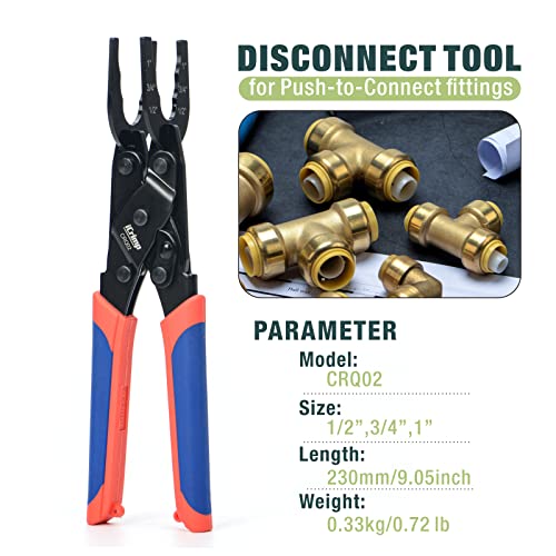iCrimp Push-to-Connect,Push-fit Disconnect Clamp Tool for Brass-Push Fittings Removing,Multi-size Combination 1/2",3/4",1"-CRQ02 - Image 2