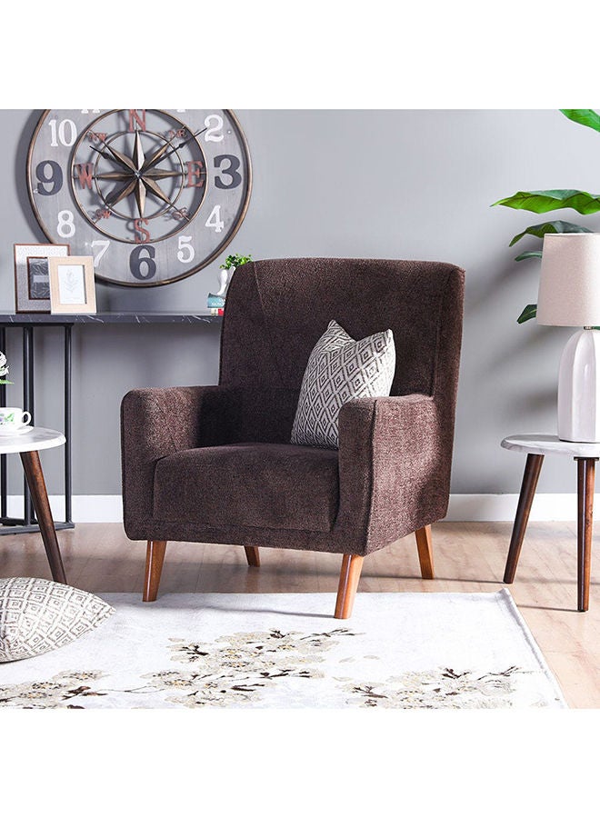 DANUBE HOME Kelbek 1 Seater Fabric Sofa Accent Chair Modern Design One Seat Sofas Living Room Furniture 75x75x95cm Brown - Image 1