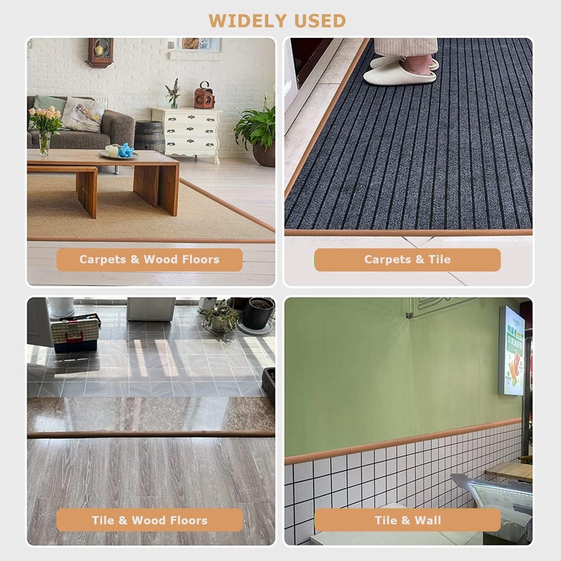SUVEUS 10Ft Floor Transition Strip, Self Adhesive Carpet Edging Trim Strip, Threshold Strips for Threshold Height Less Than 5 mm (Light Brown) - Image 3
