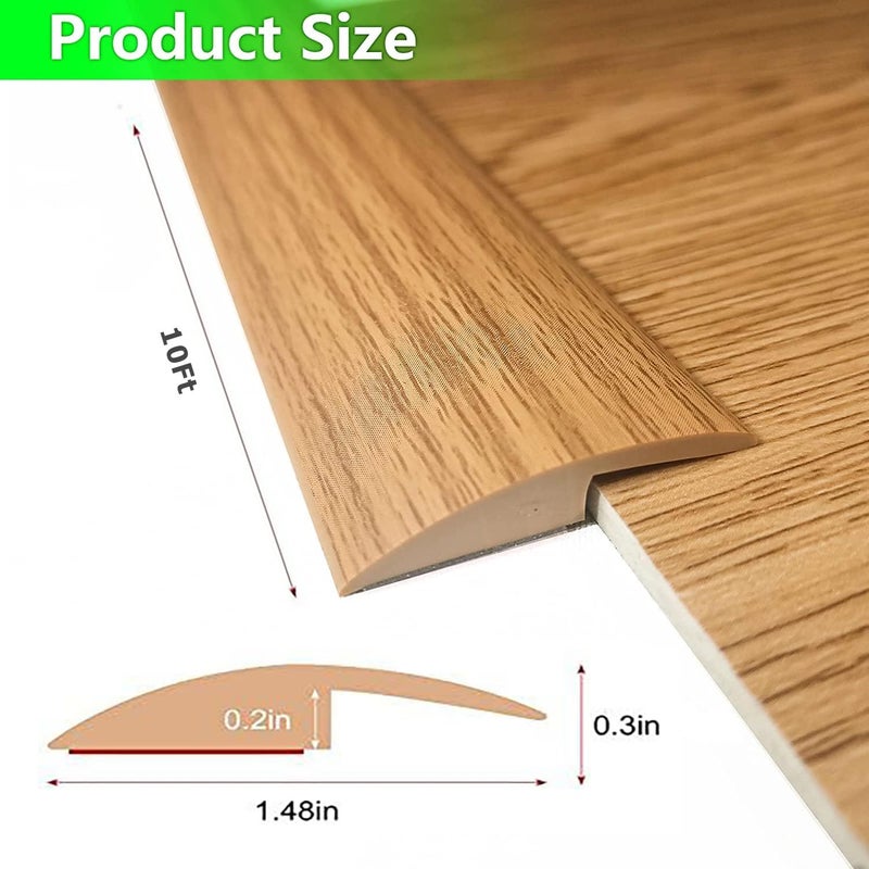 SUVEUS 10Ft Floor Transition Strip, Self Adhesive Carpet Edging Trim Strip, Threshold Strips for Threshold Height Less Than 5 mm (Light Brown) - Image 2