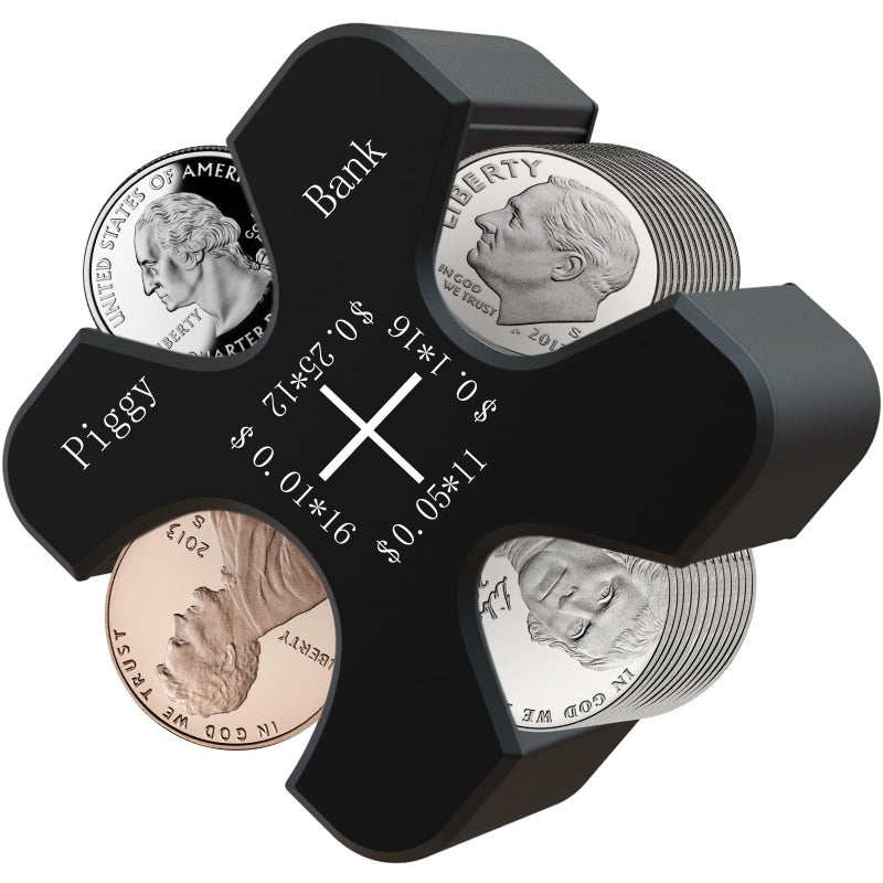 Vcertcpl Car Coin Holder - Silicone Change Organizer for 55 Coins, Portable Storage for Penny, Nickel, Dime and Quarter (Black) - Image 1
