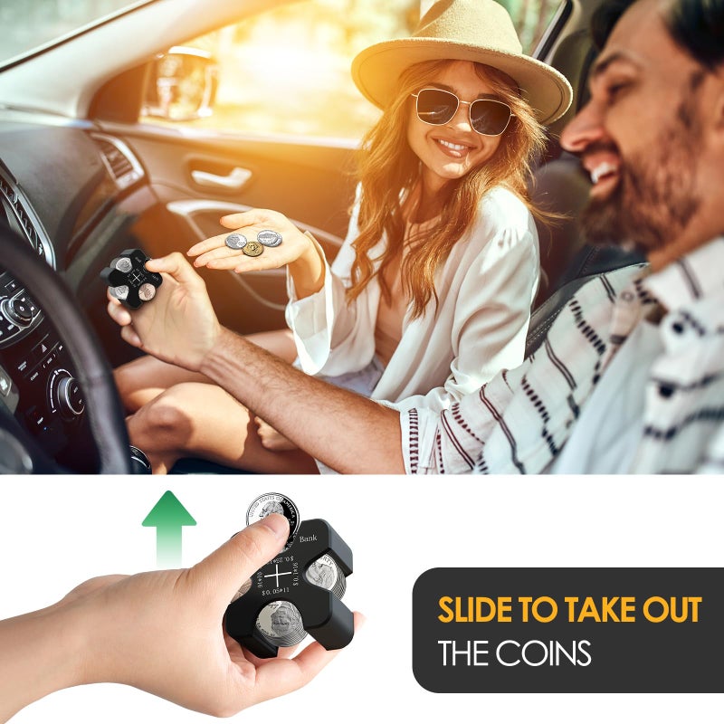 Vcertcpl Car Coin Holder - Silicone Change Organizer for 55 Coins, Portable Storage for Penny, Nickel, Dime and Quarter (Black) - Image 3