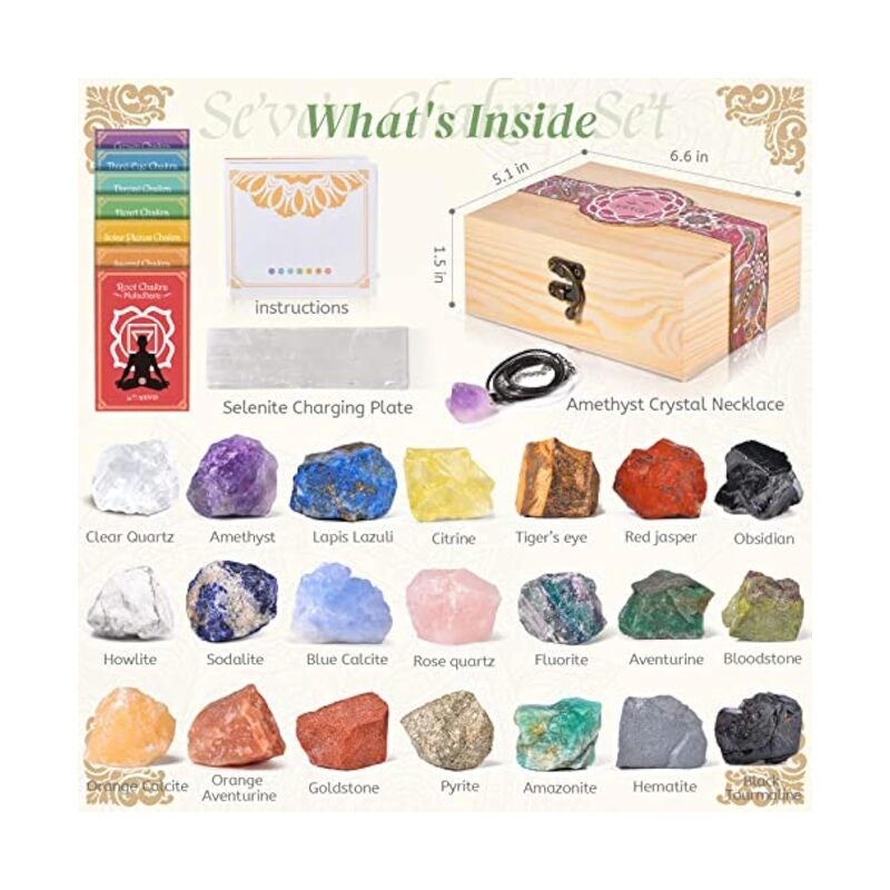 LAMAY 31PCS Real Crystals and Healing Stones with Crystal Necklace Healing Chakra Stones - Image 2