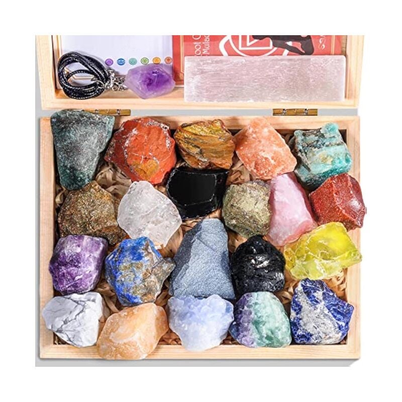 LAMAY 31PCS Real Crystals and Healing Stones with Crystal Necklace Healing Chakra Stones - Image 1