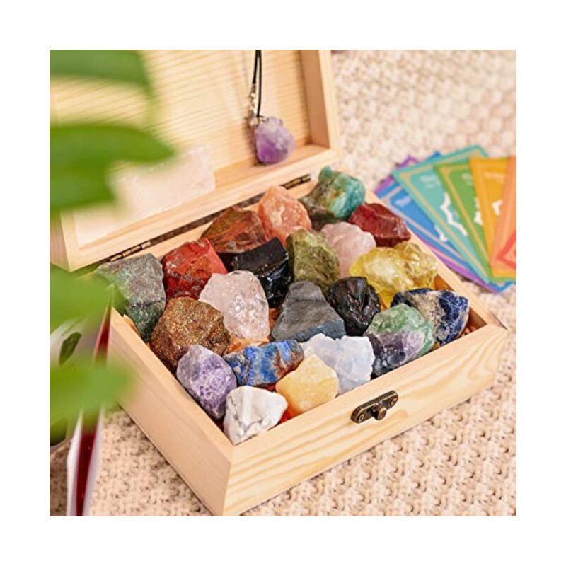 LAMAY 31PCS Real Crystals and Healing Stones with Crystal Necklace Healing Chakra Stones - Image 4