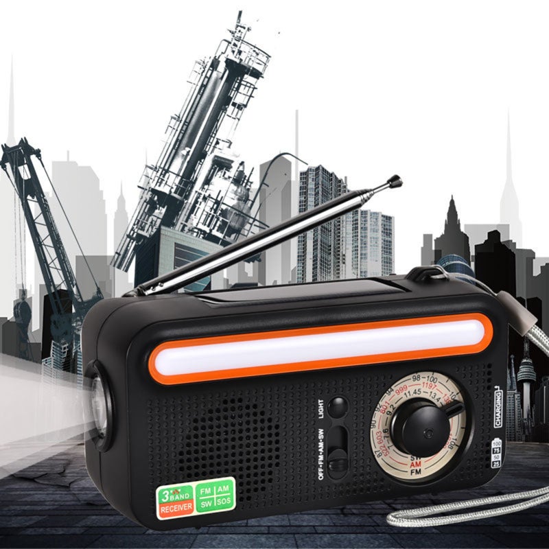 Hand Crank Solar Emergency Radio Outdoor Camping Portable USB Rechargeable FM/AM/SW SOS Alarm Radio with Flashlight & Reading Light - Image 3