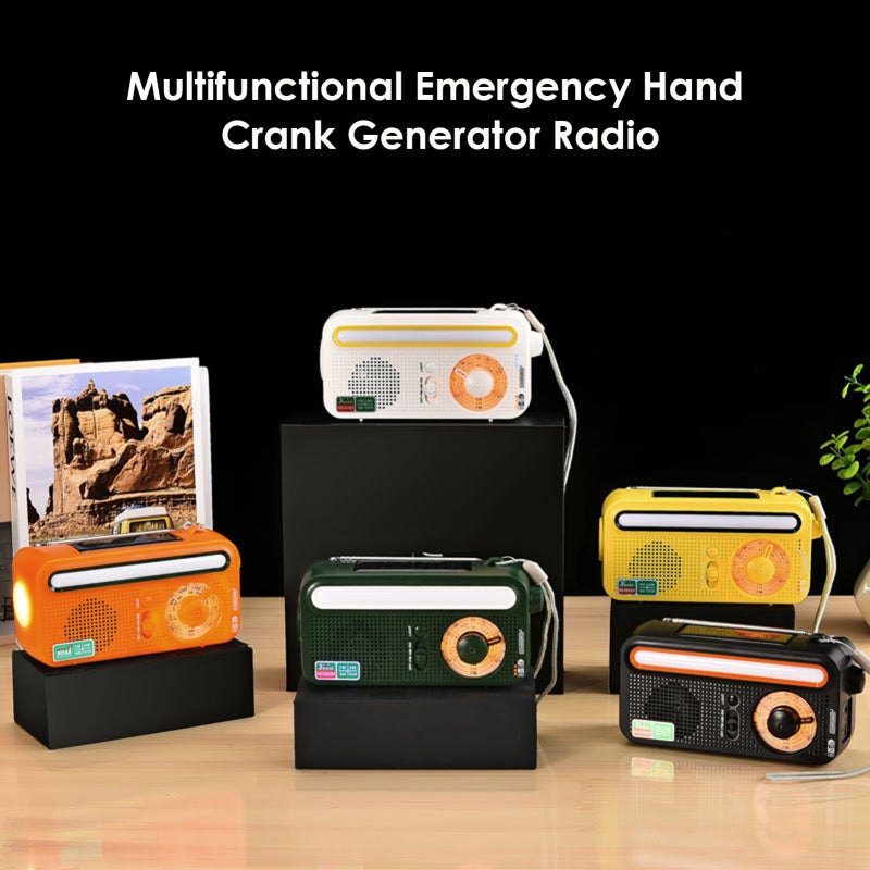 Hand Crank Solar Emergency Radio Outdoor Camping Portable USB Rechargeable FM/AM/SW SOS Alarm Radio with Flashlight & Reading Light - Image 2