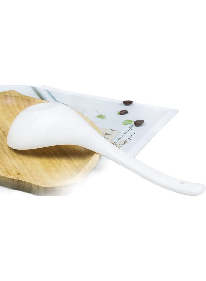 Sky Top Large Ceramic Soup Ladle, Rice Spoon, Table Spoon, Bone China Pure White Household Tableware, Maguo, 1 Piece - Image 3