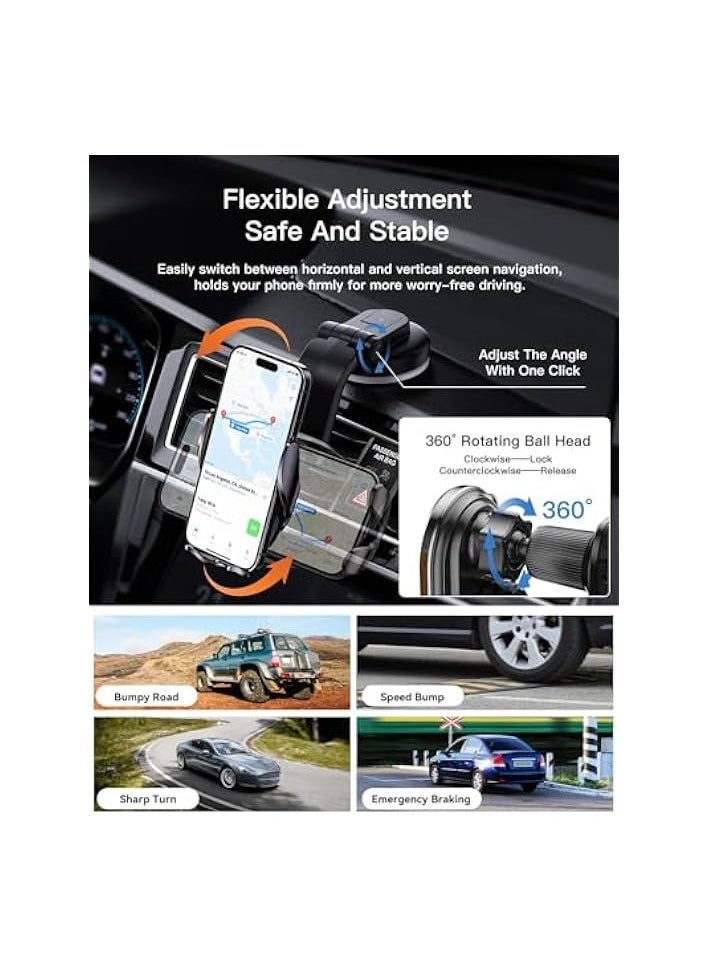 erorex 15W Wireless Car Charger, 360° Adjustable Fast Charging Car Phone Holder Mount Auto Clamping Cell Phone Stand for iPhone 15 14 13 12 11 Pro Max, Samsung Galaxy S23 S22 S21 for 4-4.7In (Black)  - Image 5