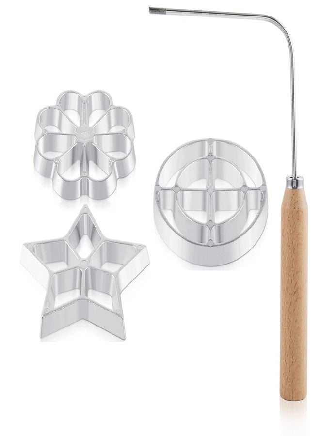 Achouray 4 Pieces Rosette Iron Set, Bunuelos Mold with Handle, Lotus Flower Bunuelos Cookie Press Mold, Funnel Cake Maker Kit - Image 1