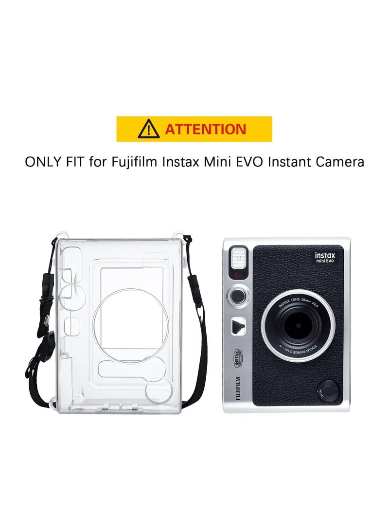 General Protective Case Compatible with Fujifilm Instax Mini EVO Instant Film Camera/Crystal Hard Case PVC Protective Case Carrying Case w/ Adjustable Shoulder Strap  - Image 2