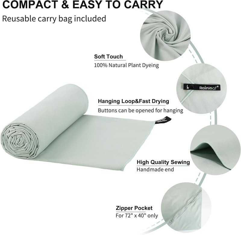 Rainleaf Microfiber Towel Perfect Travel & Gym & Camping Towel. Quick Dry - Super Absorbent - Ultra Compact - Lightweight. Suitable for Trip, Beach, Shower, Backpacking, Pool - Image 3