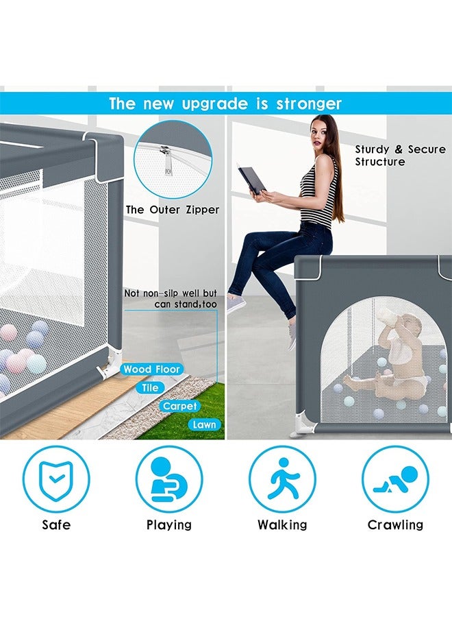 Beauenty Large Baby Playard With 50Pcs Balls, Playmats, Grey, 180 CM X 200CM - Image 3