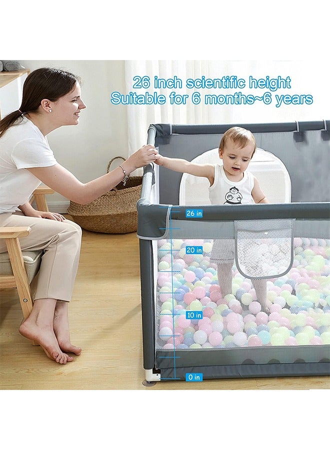 Beauenty Large Baby Playard With 50Pcs Balls, Playmats, Grey, 180 CM X 200CM - Image 5