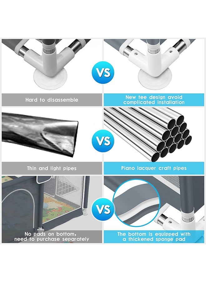 Beauenty Large Baby Playard With 50Pcs Balls, Playmats, Grey, 180 CM X 200CM - Image 4