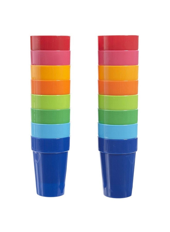 US Acrylic Spectrum Unbreakable Plastic 10 ounce Stackable Juice Tumblers in 8 Assorted Colors | Set of 16 Kids Drinking Cups | Reusable, BPA-free, Made in the USA, Top-rack Dishwasher Safe - Image 1