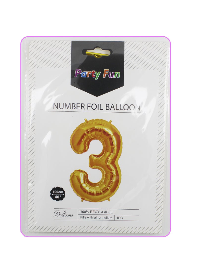 PARTY FUN 40 Inch Number Foil Balloons  Perfect for Anniversaries, Weddings, and Birthdays  Number 3  - Image 3