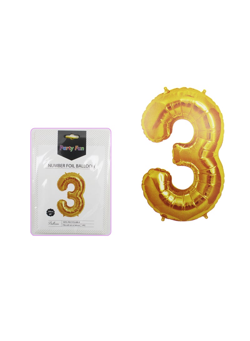 PARTY FUN 40 Inch Number Foil Balloons  Perfect for Anniversaries, Weddings, and Birthdays  Number 3  - Image 2