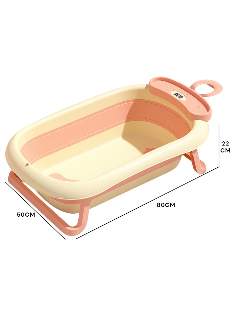 Sharpdo Folding Baby Bathtub with Temperature Sensor and Bath Mat 80*50*22cm - Image 2