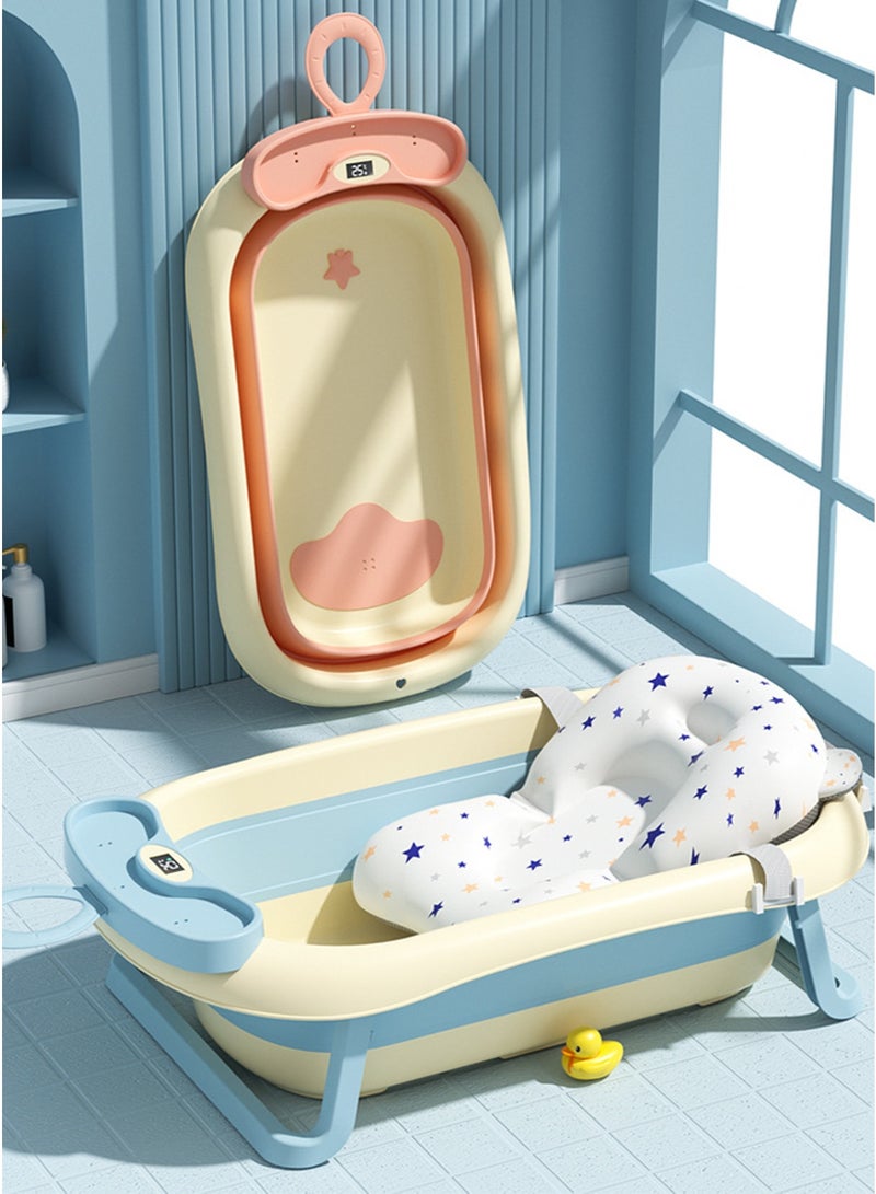 Sharpdo Folding Baby Bathtub with Temperature Sensor and Bath Mat 80*50*22cm - Image 3