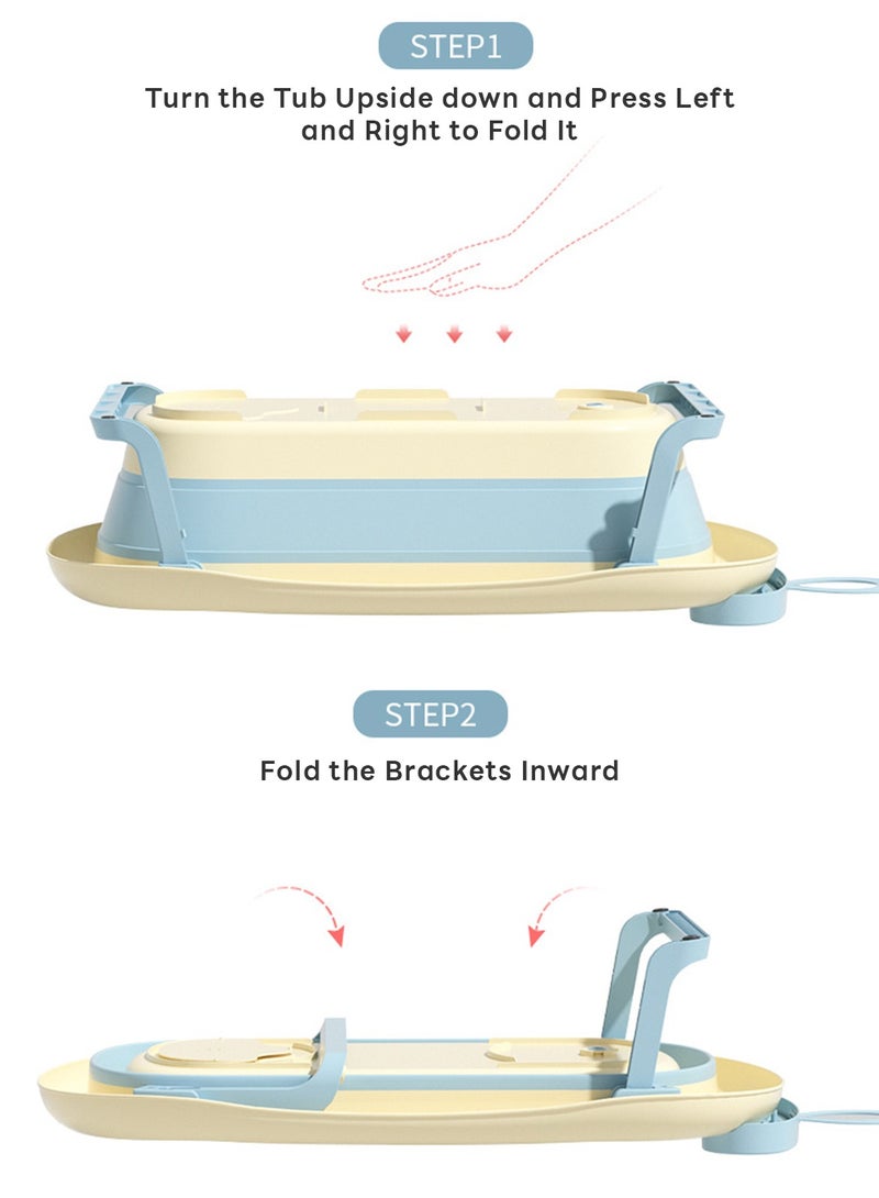 Sharpdo Folding Baby Bathtub with Temperature Sensor and Bath Mat 80*50*22cm - Image 4