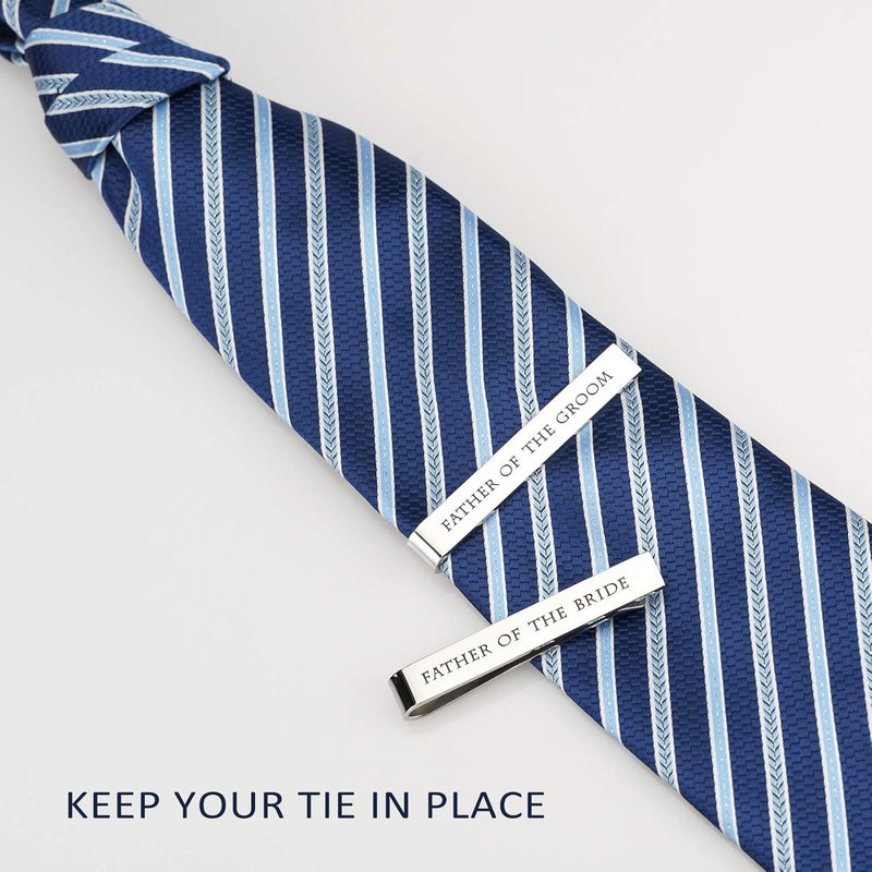 LParkin Father of the Bride and Groom Gifts - Wedding Tie Clips for Groomsmen From the Bride - Stainless Steel Tie Bars - Image 5