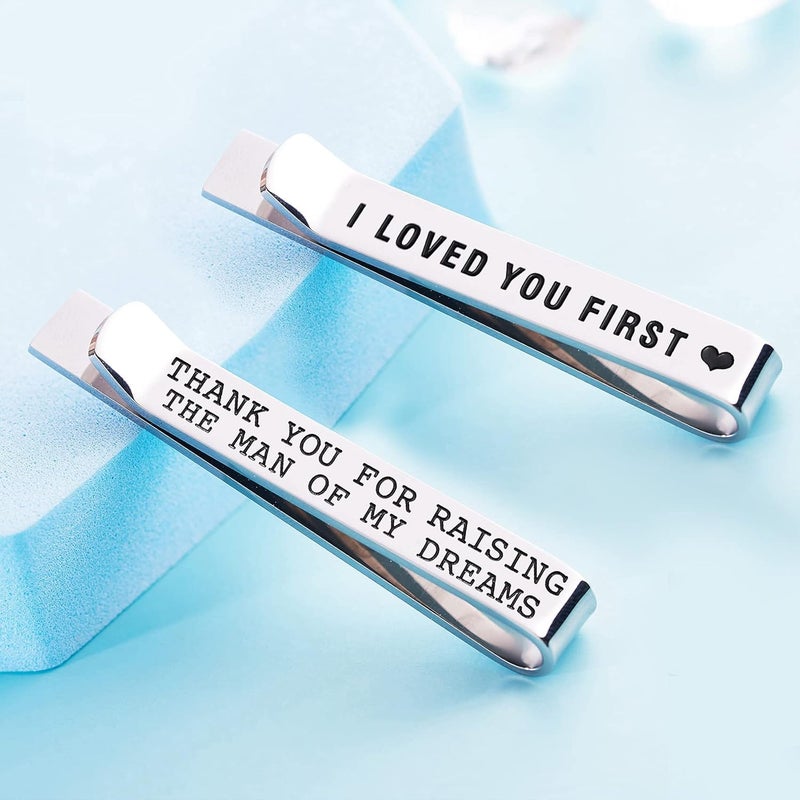 LParkin Father of the Bride and Groom Gifts - Wedding Tie Clips for Groomsmen From the Bride - Stainless Steel Tie Bars - Image 4