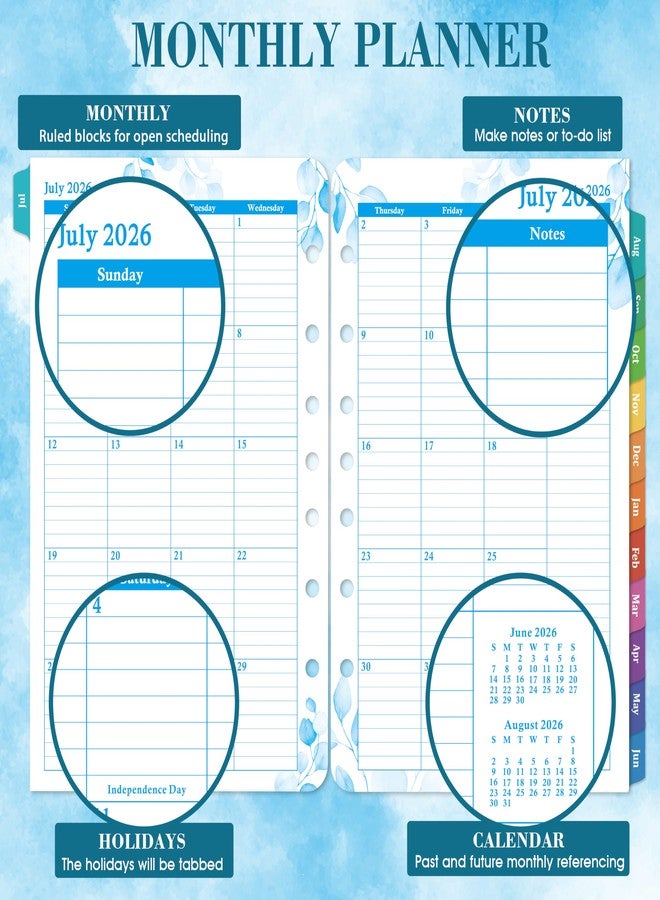 Shoparr Planner Refills 2026-2027 - Jul.2026 - Jun. 2027 Planner, Two Pages Per Day Daily ＆ Monthly Planner, 5.5" x 8.4", Ring-Bound Organizer, Daily Tracker & Schedule, Colorful Tabs - Image 3