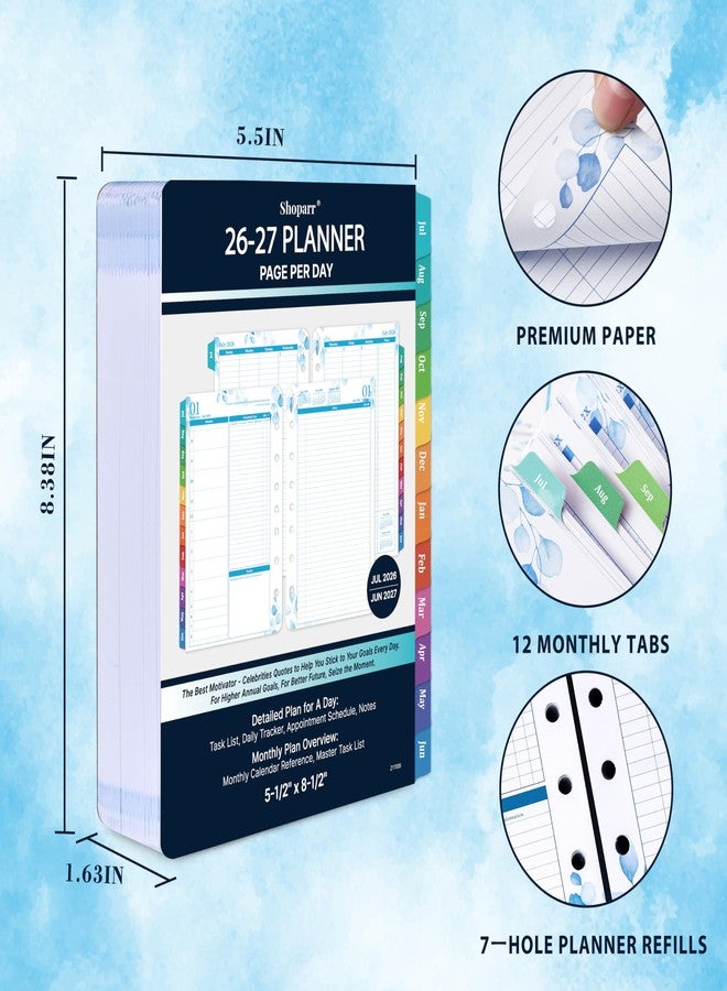 Shoparr Planner Refills 2026-2027 - Jul.2026 - Jun. 2027 Planner, Two Pages Per Day Daily ＆ Monthly Planner, 5.5" x 8.4", Ring-Bound Organizer, Daily Tracker & Schedule, Colorful Tabs - Image 2