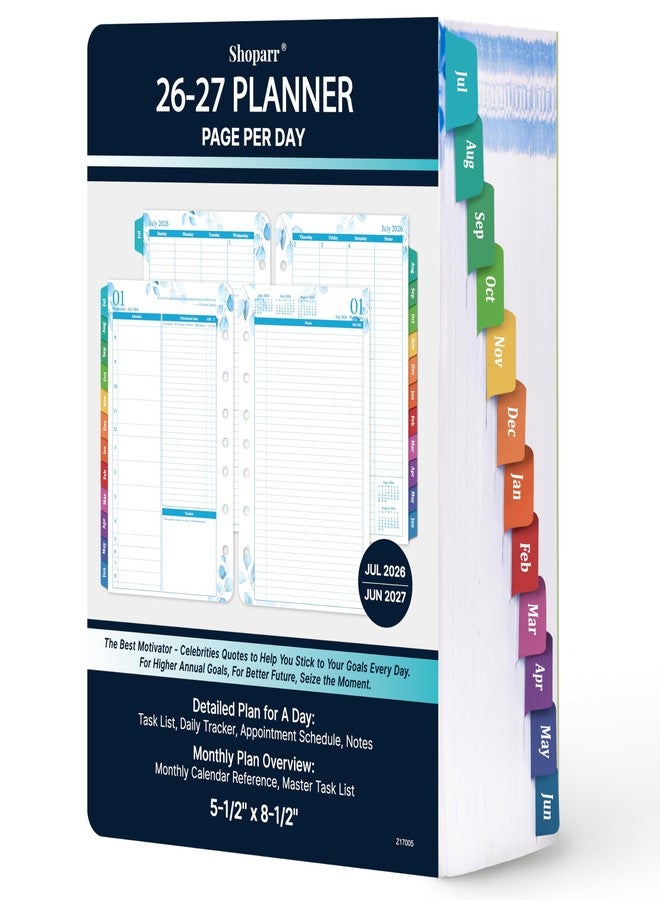 Shoparr Planner Refills 2026-2027 - Jul.2026 - Jun. 2027 Planner, Two Pages Per Day Daily ＆ Monthly Planner, 5.5" x 8.4", Ring-Bound Organizer, Daily Tracker & Schedule, Colorful Tabs - Image 1
