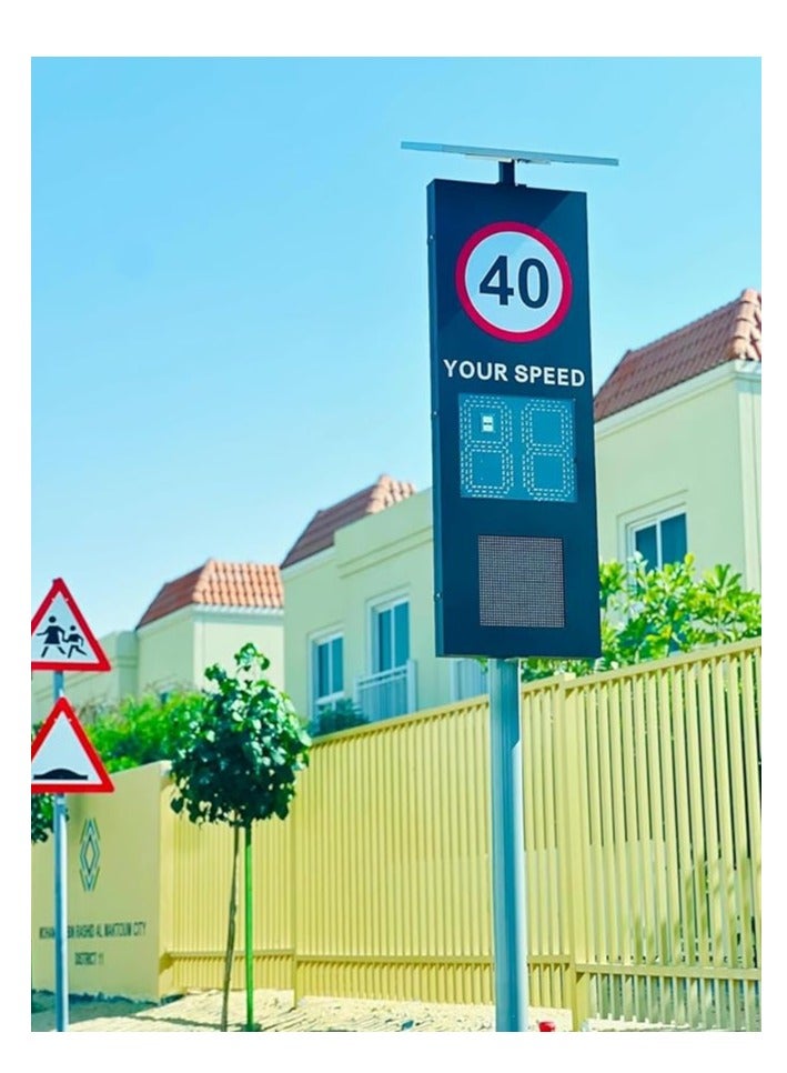 Maxsafe Digital Speed Radar Monitor Traffic Sign, Active Day & Night, Model SD60173, LED Display with Emoji Face, UAE-Made  - Image 1