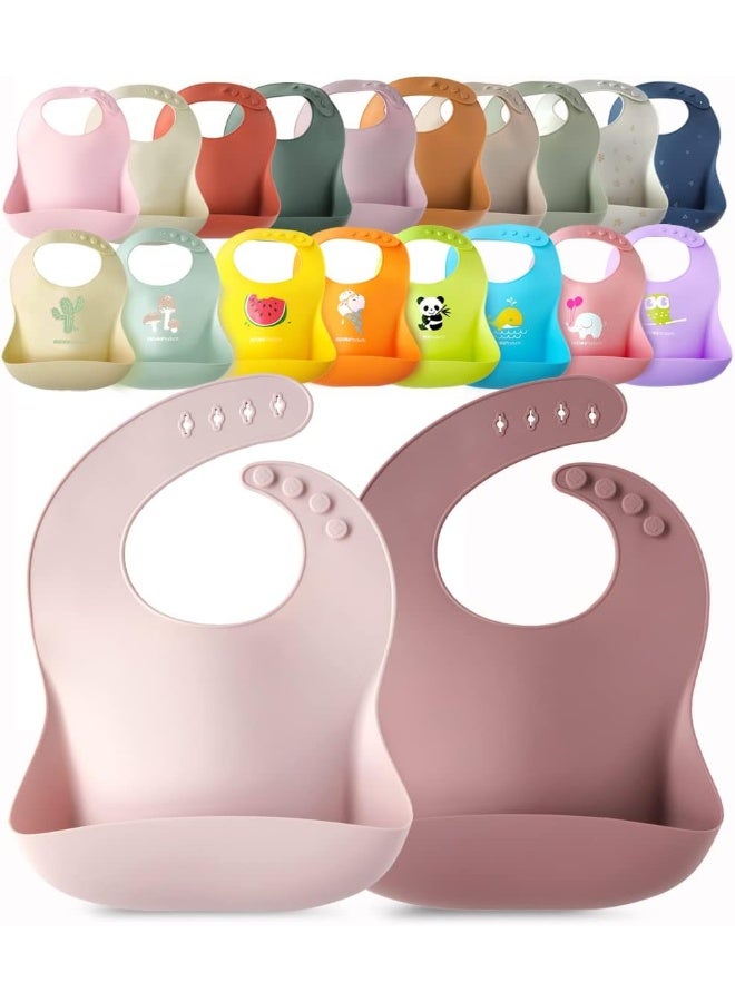 YMCF Products 2-Pack Waterproof Silicone Baby Bib Light Weight Comfortable Easy Wipe Clean - Image 1