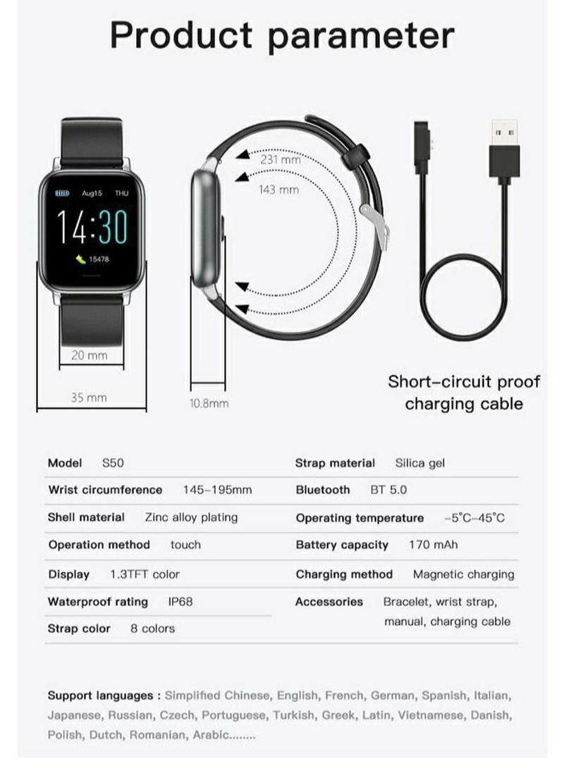 NIBEMINENT IP68 Waterproof Sleep Monitor Smart Watch for IOS Android Black - Image 3