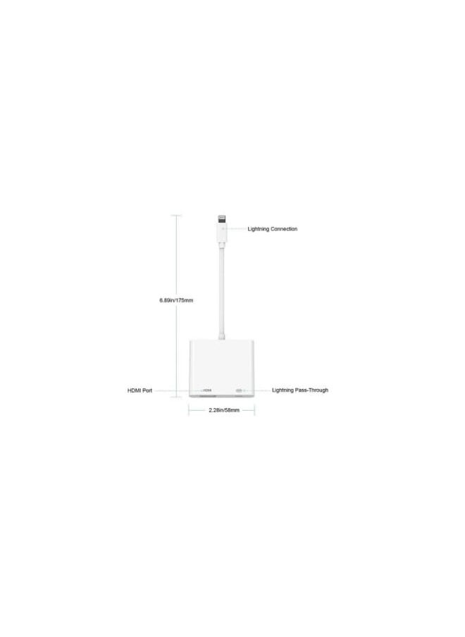 Generic - lightning / To hDMI digital av adapter White - Image 1