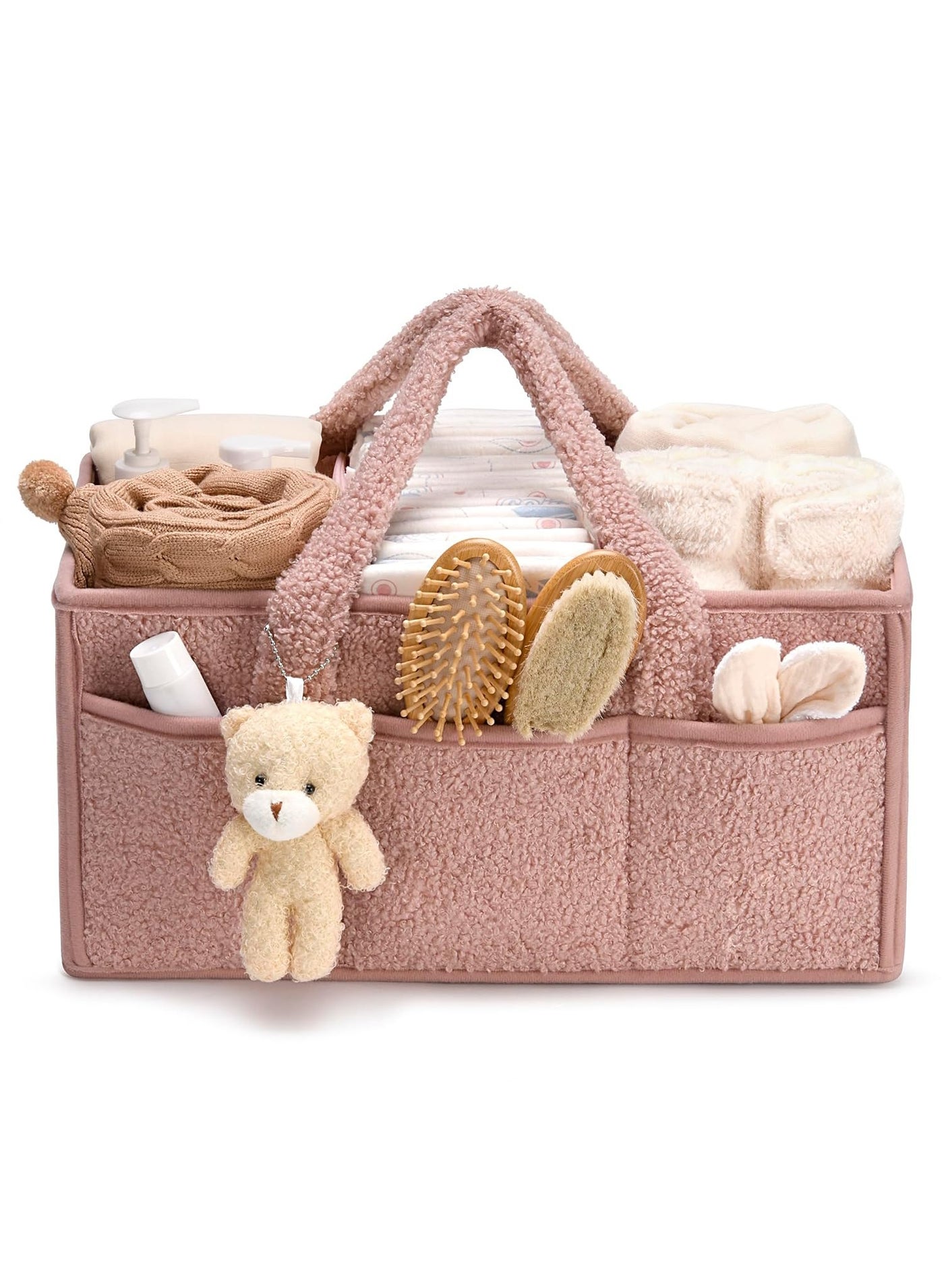 LENND Baby Diaper Caddy Organizer for Changing Table, Baby Storage Basket for Diapers and Baby Wipes, Gift for Baby Shower, Car Caddy Organizer, Nursery Diaper Organizer, Portable Diaper Storage