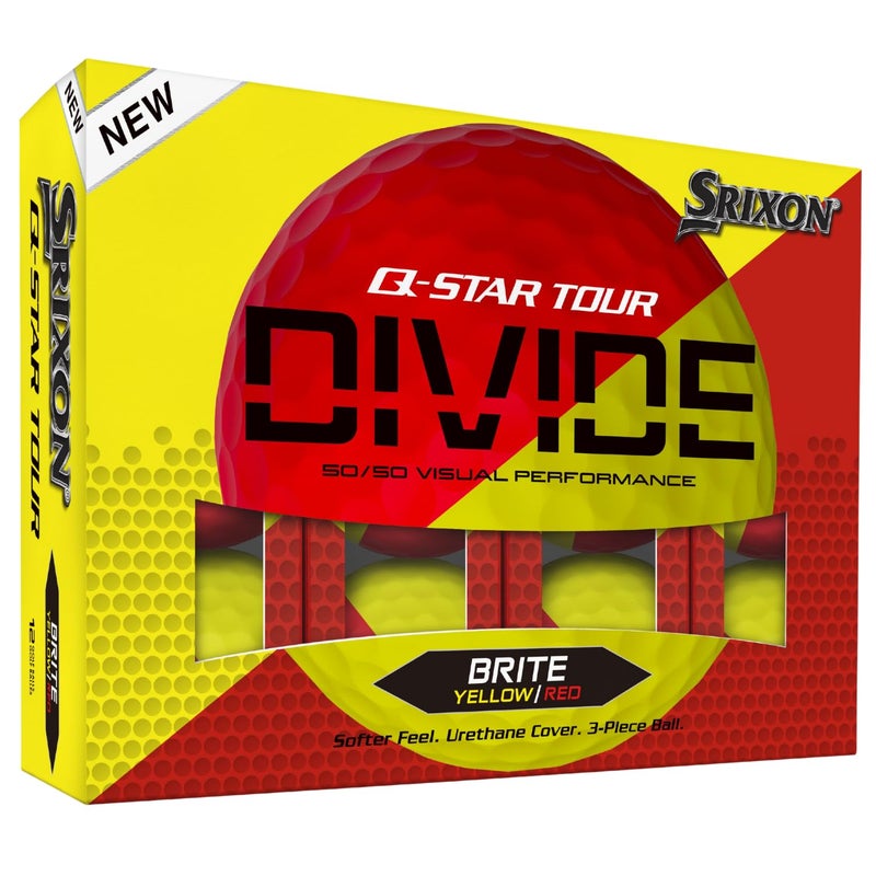 Srixon Q-Star Tour Divide Golf Balls, Red/Yellow - Image 1