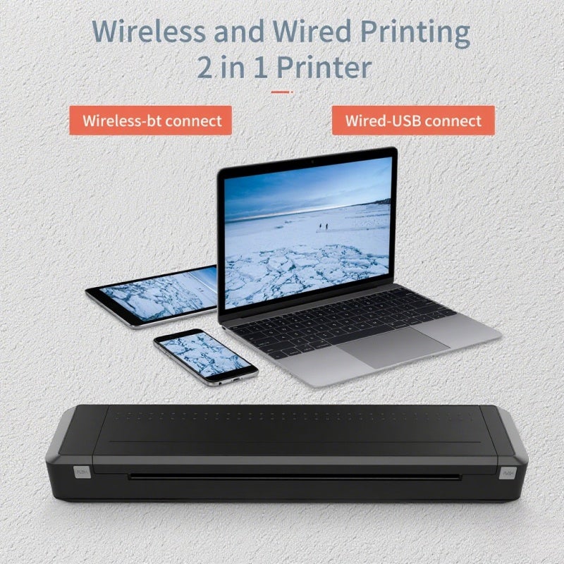 HPRT MT800Q A4 Portable Thermal Transfer Printer Wireless&USB Connect with Mobile Computer for Office School Car Travel Printer with 1pc Ribbon Roll Compatible with Windows System Inkless Printing - Image 5