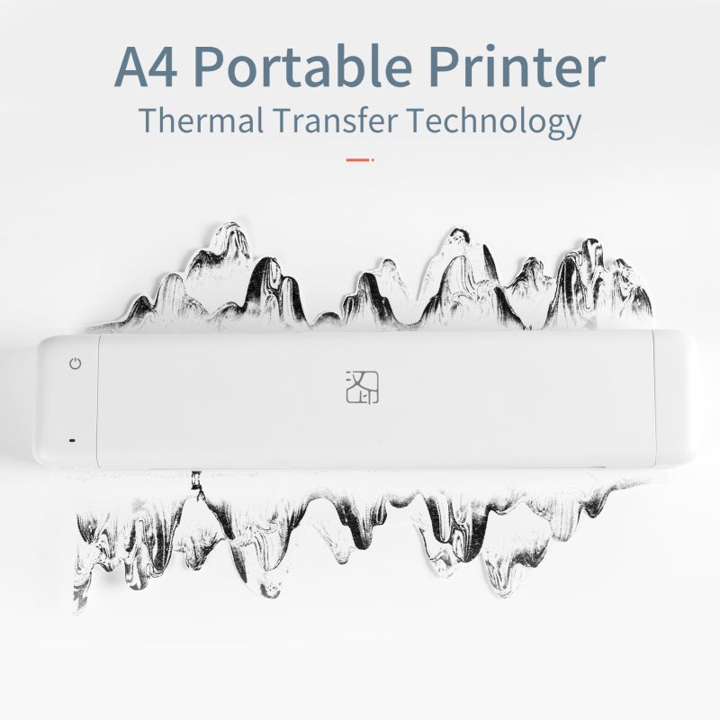 HPRT MT800Q A4 Portable Thermal Transfer Printer Wireless&USB Connect with Mobile Computer for Office School Car Travel Printer with 1pc Ribbon Roll Compatible with Windows System Inkless Printing - Image 2