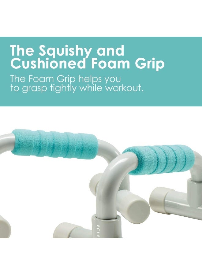 ELECOM-Japan Brand- ECLEAR Sports Pushup Bars/Triceps/Deltoid/Standard Training/Core Training/Foam Grip/Light Blue HCF-PULBUL - Image 4