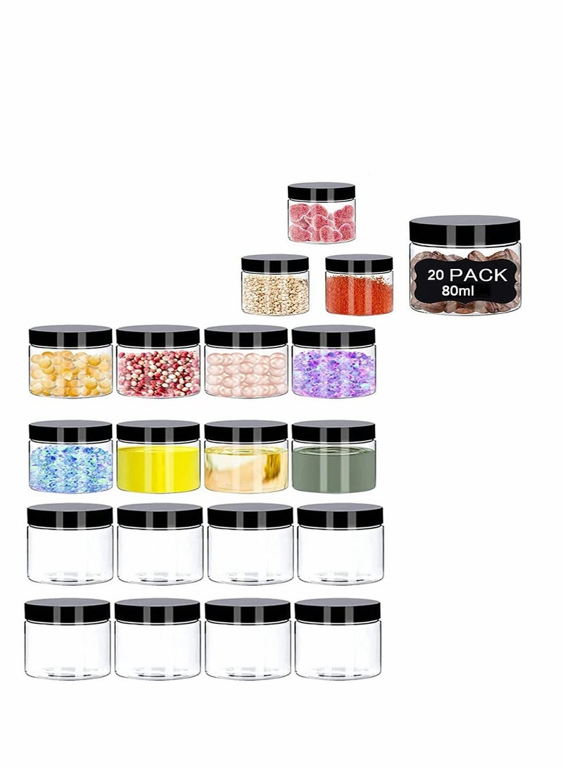 Excefore Cosmetic Container Sample Jars, 20 Pcs, 80 ML Leak-proof with Lids for Lotion, Cream, Ointments, Makeup, Rhinestone, DIY Slime Making Samples, Travel Storage Bottle - Image 1