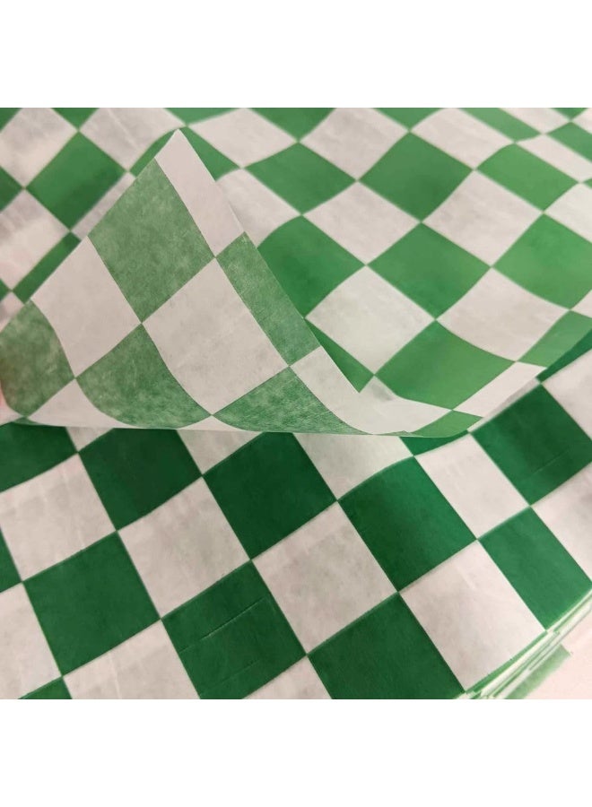 Oasis Supply, Deli Paper Sheets Sandwich Wrap Paper - Food Wrapping Grease Resistant Checkered Basket Liners, 12" x 12" (Green Checkered, 1000 Count) - Image 3