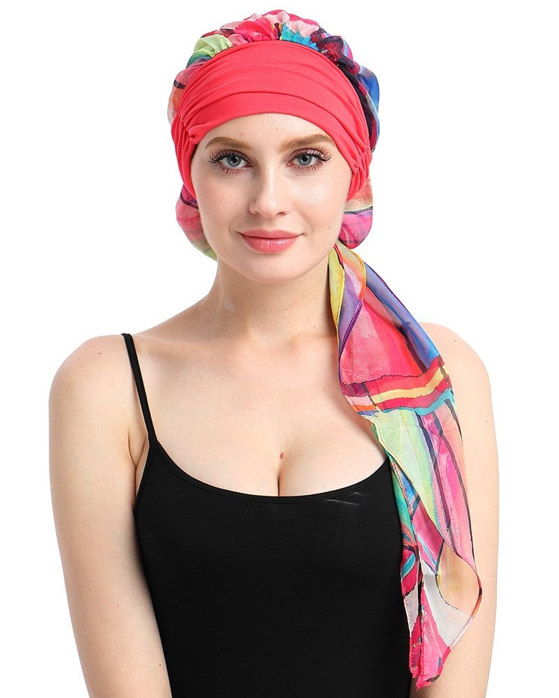 FocusCare Soft Pre-tied Cancer Scarves Long HeadWraps Bandana Tichel For Chemo Patients - Image 1