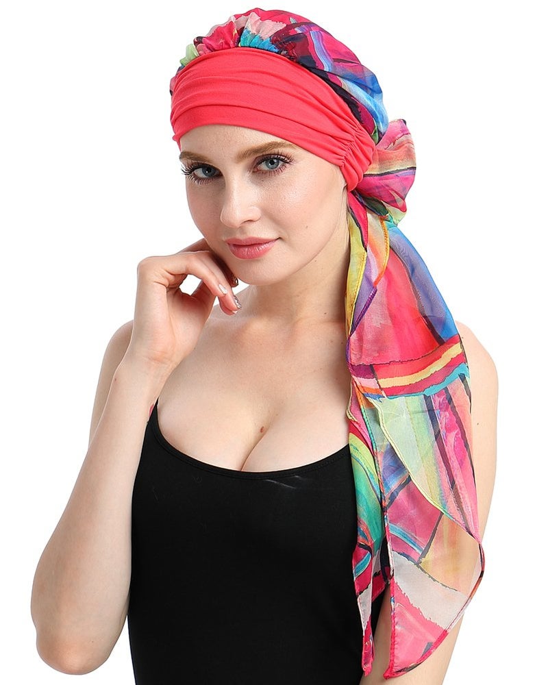 FocusCare Soft Pre-tied Cancer Scarves Long HeadWraps Bandana Tichel For Chemo Patients - Image 4