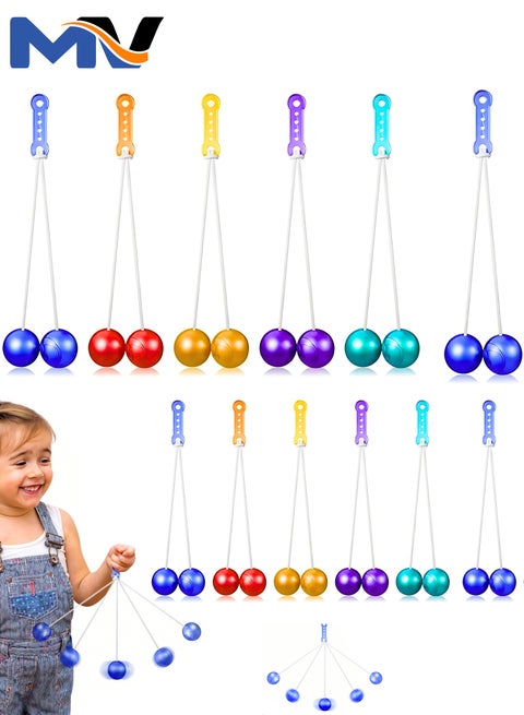 12 Pcs Clackers Balls on a String Hands Lato Lato Toy Ball Swinging Ball Toys Ladder Balls for Girls Boys Training Balance Ability Concentration Stocking Stuffers Holiday Party Favors