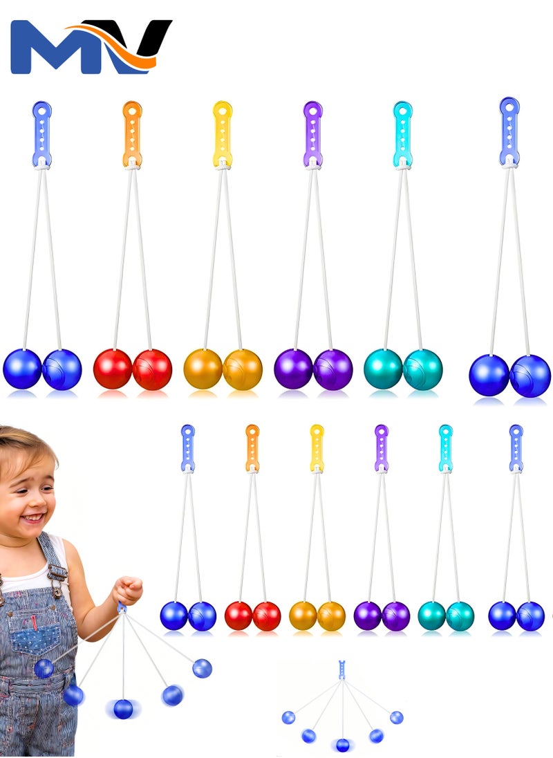 MAGIC VAULT 12 Pcs Clackers Balls on a String Hands Lato Lato Toy Ball Swinging Ball Toys Ladder Balls for Girls Boys Training Balance Ability Concentration Stocking Stuffers Holiday Party Favors  - Image 1