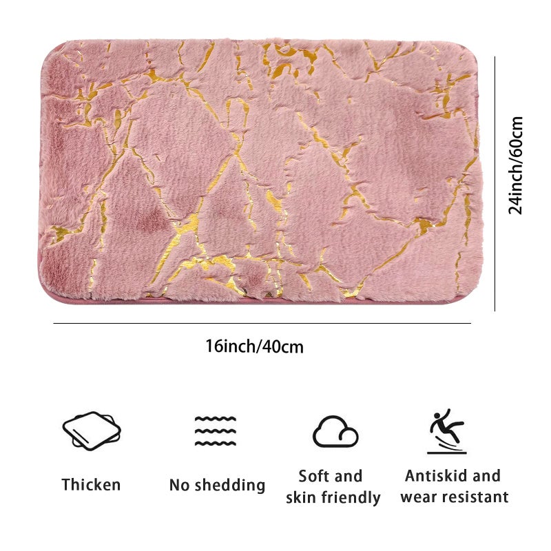 Eanpet Marble Bathroom Rugs Nonslip Pink Bathroom Mats Ultra Soft Washable Bath Mats for Bathroom Floor Mats Carpet Water Absorbent Shower Rug Decoration for Kitchen Bedroom Living Room - Image 2